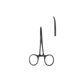 Kingfisher Accessory Fly Fishing Clamp Hemostat Forceps For Hook Removal, 5in, Black, Curved