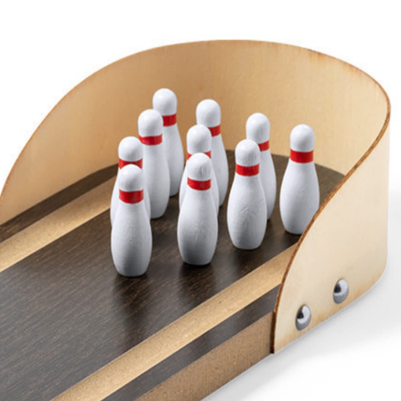 noTrash2003 Table bowling, mini bowling track, set with 10 pins,