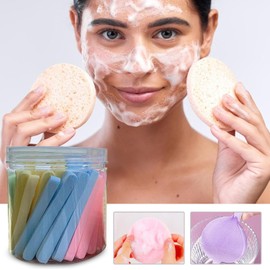 Esponjas Faciales Para Lavar El Rostro | 60 Unidades Esponjas Limpiadoras,Esponja Para Masaje Facial, Para Viajes De Negocios Y Vacaciones En Casa O Spa Para Mujeres Y Niñas
