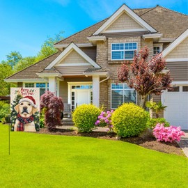 TopPacific Merry Christmas Garden Flag Labrador Retriever Garden Flag 12x18 Inch Double Sided, Christmas Tree Winter Holiday Yard Outdoor Decorative Flag(11886)