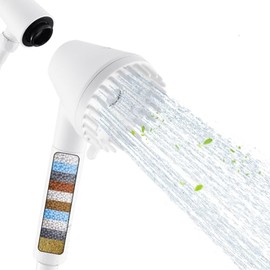 Ryamen 2026 Magnetic Filtered Shower Head with Handheld– High Pressure Showerhead with Power Wash Mode, Chlorine Removal, Massage Brush, Pressure Adjustable, One-Touch Pause (White)