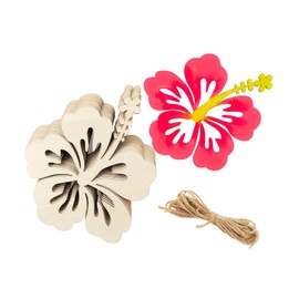 15 Pack 6 Inch Wood Hibiscus Flower Cutouts Unfinished Wood Hibiscus Flower Crafts Wooden Hibiscus Flower Hanging Ornaments DIY Hibiscus Flower Craft Gift Tags for Home Party Decoration