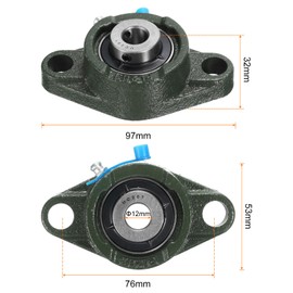 Kozelo 2pcs UCFL201 Flange Bearings 12mm Bore Self Aligning Solid Cast Iron Base Chrome Steel Bearing Mounted