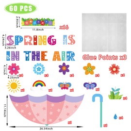 Kepeel Spring is in The Air Bulletin Board Set Spring Flower Cutouts Colorful Floral Butterfly Classroom Decorations for School Home Chalkboard Wall Window Party Decor Supplies
