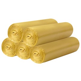 5 Rolls Small Trash Bags - 100 Counts Durable 4 Gallon Small Garbage Bags for home office kitchen Bathroom Bedroom Trash Can liners（Golden）