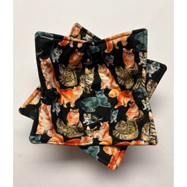 Set of two Cats Bowl Cozies, Reversible Bowl holders, 238
