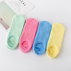SKOLA Women Super Soft Non-Slip Slipper Socks Fluffy Microfiber Grip Socks Home Sleeping Fuzzy Cozy Sock 4Pairs(Yellow/Green/Rose-Red/Blue 4 Pairs)
