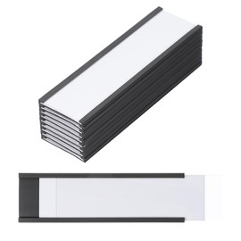 MECCANIXITY Magnetic Label Holders 3.94"x1.18" C Channel Rubber Magnetic with Clear Protectors & Paper for Metal Shelves Organize, Office File Cabinets Pack of 10
