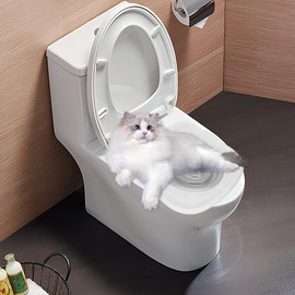 Cat Toilet Training Kit, Professional Kitty Urinal Reusable Kit System Trainer Seat Tool Pet Cleaning for Most Toilets with Extra Tray Environmentally Friendly Potty Train Nip Step by Guide (Pink)