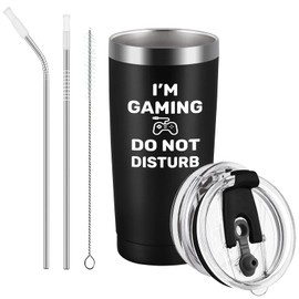 Qtencas Gamer Gifts for Men, I'm Gaming Do Not Disturb Stainless Steel Travel Tumbler, Gamers Gifts for Teen Boys Girls Boyfriend Coworkers, Computer Week Gifts Birthday Gifts for Gamers(20oz, Black)