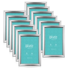 LaVie Home 4x6 Picture Frames (12 Pack, Silver) Simple Designed Photo Frame with High Definition Glass for Wall Mount & Table Top Display, Set of 12 Classic Collection