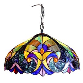 Chloe Lighting CH18780T-DPD2 Tiffany-Style 2-Light Ceiling Pendant Fixture with Shade, 8.5 x 18 x 18", Bronze