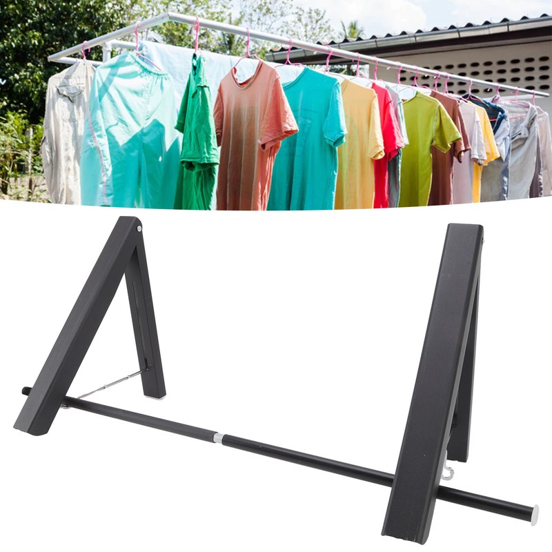 Retractable Clothes Rack Black Foldable Design Aluminium Wall Mounted Clothes