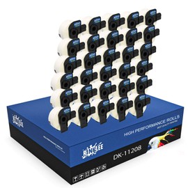 RINKLEE DK-11208 Label Rolls Compatible with QL-500 QL-550 QL-560 QL-570 QL-580 QL-700 QL-710W QL-720NW QL-800 QL-810W QL-820NWB QL-1060N QL-1100 QL-1110NWB | 38 x 90 mm | 30-Pack