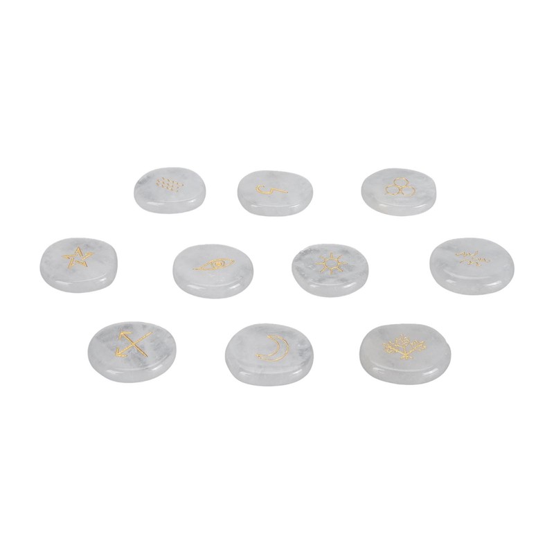10Pcs Engraved Rune Stones Palm Stones Healing Witch Rune Stone