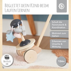 Bieco First Walking Toy Star - Children's Sliding Toy from 1 Year - Wooden Toy for Pushing - Wooden Slide Vehicle - Baby Sliding Toy Running Toy from 1 Year Sliding Rod Children Sliding Figure
