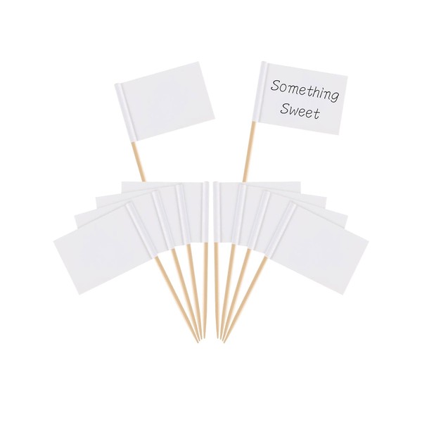 100 Pieces Blank Toothpick Flags Cheese Markers Food Labels for Party Buffet Cheese Labels for Charcuterie Board Cheese Board Accessories Flag Toothpicks for Appetizers