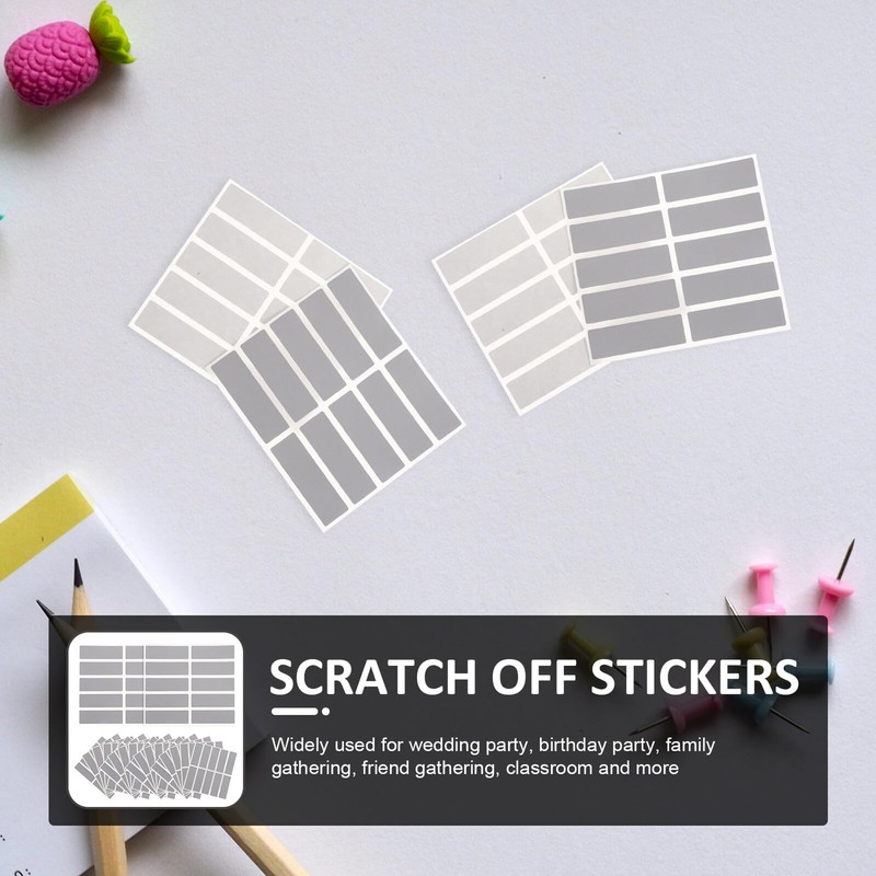 LIOOBO 50pcs Scratch Card Stickers with Silver Film to Write