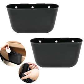 NewWe Car Trash Bag Rubbish Bin, Hanging Car Organiser, Mini Litter Container, Car Storage Box, Water Resistant Car Bin, Auto Trash Bag, 2-Pack Black