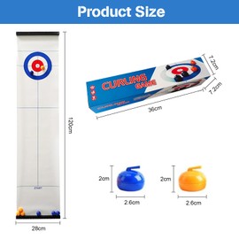 MEETOZ Tabletop Curling Game, Portable Team Board Games,Tabletop Curling Game for Kids, Adults & Family, Come with 16 Tabletop Curling Stones. Easy to Set Up, Play & Portable