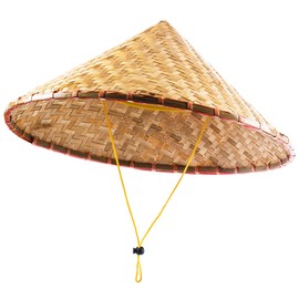Funny Party Hats Asian Conical Hat - Rice Farmer Hat With Bamboo Design