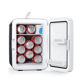 Antarctic Star Compact Mini Fridge, 10L Portable Small Refrigerator, 2.6 Gal Mini Fridge with AC/DC Adapters, Small Cosmetics Cooler for Beverage, Food, Makeup, Bedroom, Office, Dorm, Black