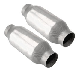 AUTOSITY 2PCS 2.5" Universal Inlet/Outlet Catalytic Converter Replace OE 410250 Stainless Steel High Flow with O2 Port Direct Fit (EPA Compliant)