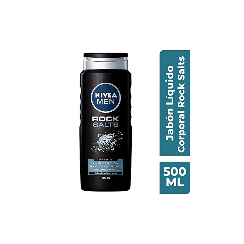 NIVEA MEN Jabón Líquido Corporal Rock Satls (500 ml) jabón