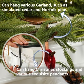 6 Pcs 2 in 1 Christmas Garland Hangers for Mantle Fireplace Stocking and Garland Hanger Two Hooks Durable Wrought Iron Metal Holder with Padded Contact Points for Holiday Xmas Home Shelf Decoration