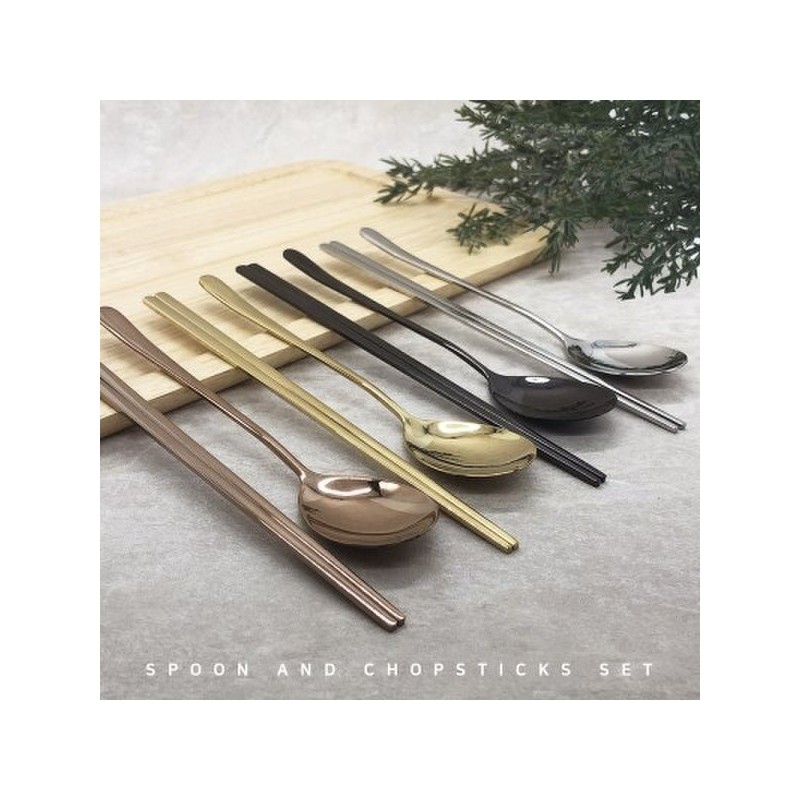 (10x10) Color Titanium Korean Cutlery Gift Set 10-Piece Box Rose