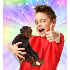 DolliBu Plush Hanging Capuchin Monkey Stuffed Animal - Soft Huggable Black Long Arms Monkey, Adorable Zoo Plush Toy, Cute Jungle Cuddle GIF for Kids & Adult - 21"