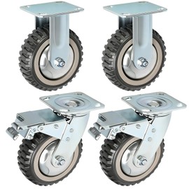 tonchean 6 Inch Heavy Duty Caster Wheels Set of 4 (2 Swivel with Brakes & 2 Fixed), 1653Lbs Industrial Casters Swivel Wheel Plate Casters Castor Wheels for Workbench, Dolly, Cart, Wagon, Furniture