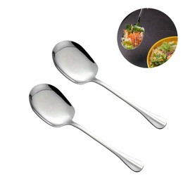 LSENLONG Serving Spoon, Buffet Spoon, Serving Spoon, Stainless Steel, Salad Spoon, Large Spoon, Tableware for Household and Catering