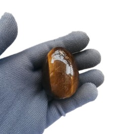 Sunshcat Natural Tiger's Eye Egg Shaped Meditation Chakra and Home Decor Balance Crystals and Healing Stones Statue Set,35 * 50mm Easter and Thanksgiving Gift,with Wooden Bracket