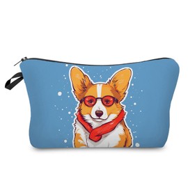 Livel lhood Cartoon Corgi Makeup Bag Cute Small Organizer Zipper Pouch Cartoon Corgi Cosmetic Bag Birthday Present for Dog Lovers Dog Mom Women Friends-5, hzj0781