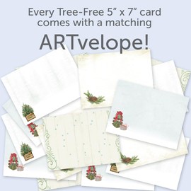 Tree-Free Greetings - Christmas Greeting Cards - Artful Designs - 16 Assorted Cards + Matching Envelopes - Made in USA - 100% Recycled Paper - 5"x7" - Timeless Memories (GP60503)