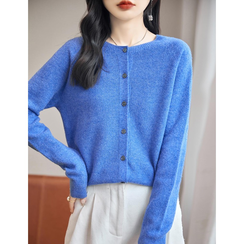 Chanyarn Women's Crew Neck 100% Merino Wool Cardigans 2024 Spring