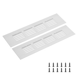sourcing map Rectangle Ventilation Grille, Aluminum Alloy Mesh Air Vent Cover Louvered Ventilation Cover with Mounting Screws for Cabinet Wardrobe Shoe Closet (200x50mm/8"x2", Silver Tone)