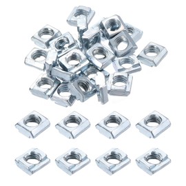 sourcing map 25Pcs M6 T Nuts Tee Sliding Slot Nuts, T-Slot Nut Hammer Nut Block Square Nuts Fastener Carbon Steel Nickel Plated for Aluminum Extrusion Profile 2020 Series