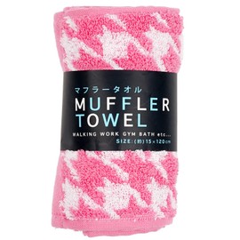 Haru Yagi Muffler Towel, Pink, Width 5.9 x Length 47.2 inches (15 x 120