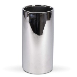 Silver Ceramic Round Planter 12" H x 6" W x 6" L - Cylinder Vase Basic Ceramic Cylinder Decorative Pot, Tall