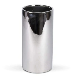 Silver Ceramic Round Planter 12" H x 6" W x 6" L - Cylinder Vase Basic Ceramic Cylinder Decorative Pot, Tall