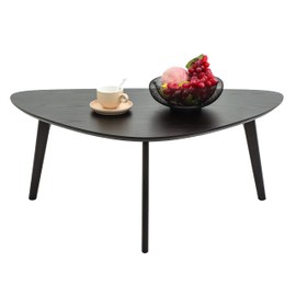 Oval Coffee Table Mid Century Modern Small Wood Coffee Tables Chic Triangle Design for Home Office Farmhouse Furniture Easy Assembly,Black Walnut 38.5"