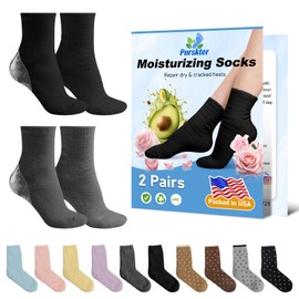 Pnrskter Gel Socks, Moisturizing Socks, 2 Pairs Spa Socks, Moisture Socks Women for Foot Care Treatment, Cracked Heels and Dry Feet, Gel Lining Infused with Essential Oils and Vitamins (Black, Gray)