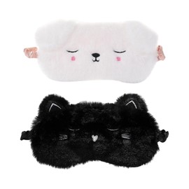 2 Pieces Cartoon Animal Eye Masks, Cute Plush Eye Masks, Sleeping Supplies, Soft and Comfortable Eye Masks, Travel Accessories.