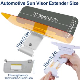 Car Window Sunshade, Upgrade Anti-Glare Polarized Day & Night Vision Sun Visor Protector Extender, 2-in-1 Universal Car Anti-Dazzle Sun Blocker from Glare/UV Ray/Stray Light