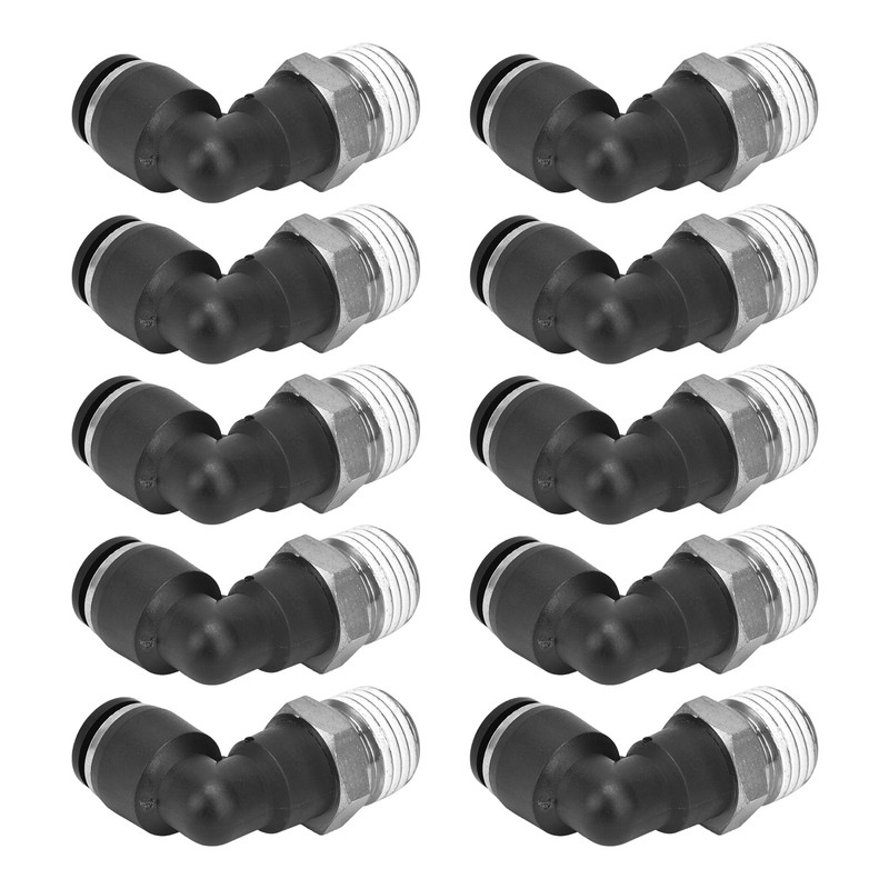 10Pcs Pneumatic Connectors L Shape Right Angle External Thread Quick