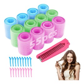 Set De Tubos Abrazadera Plstica Para Hacer Rizos 55pcs                                                                                                