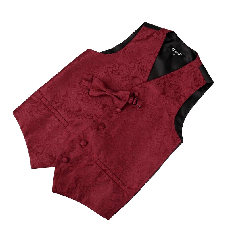 Alizeal Boys Classic Paisley Bow Tie and Suit Vest Set,