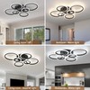 Shine LUEST 6 Rings Black Modern LED Ceiling Light Fixture,